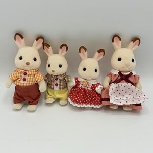 Calico Critters Sylvanian Families Chocolate Bunny Rabbit Family Flocked Figures